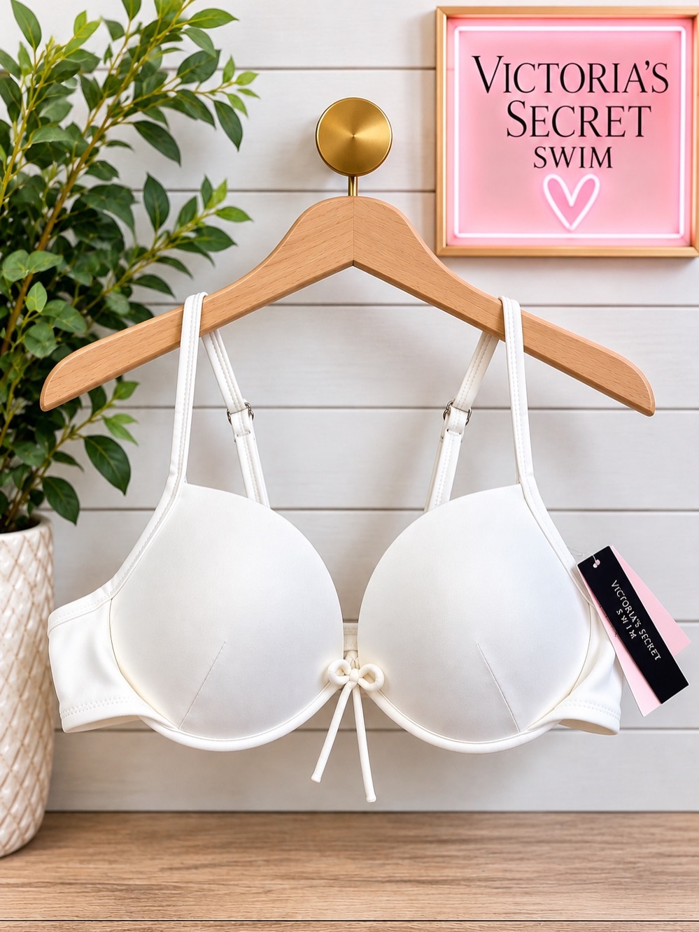 🤍 NWT Victoria’s Secret Swim White Underwire Bikini Top 36C